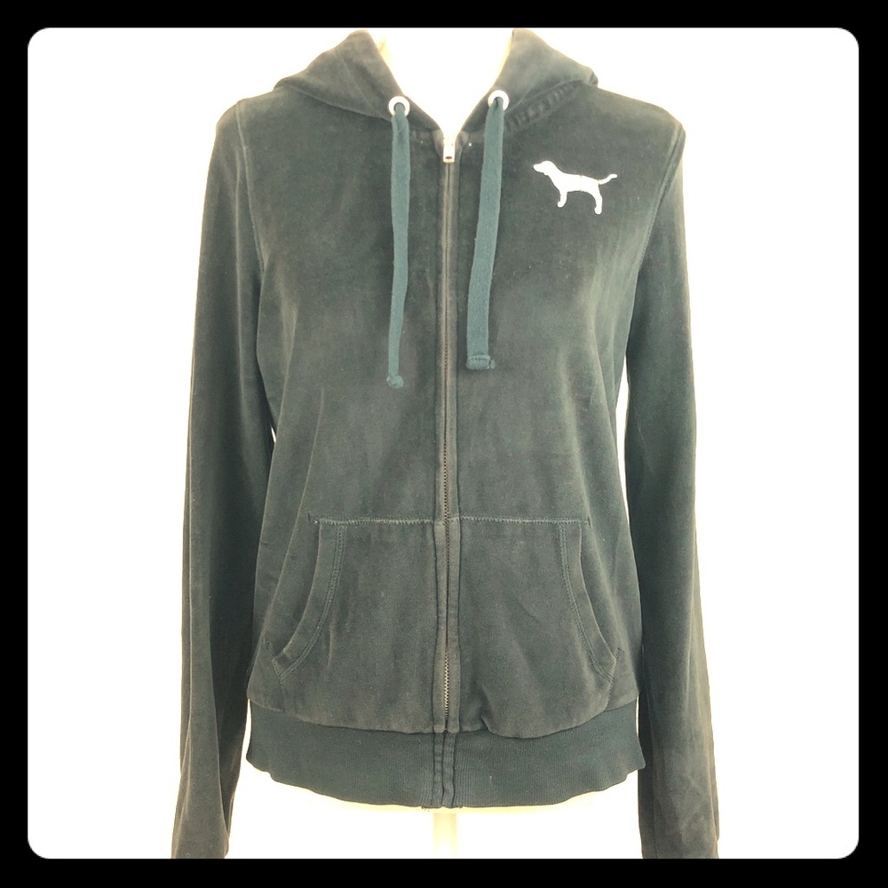 Love Pink black velour hoodie
